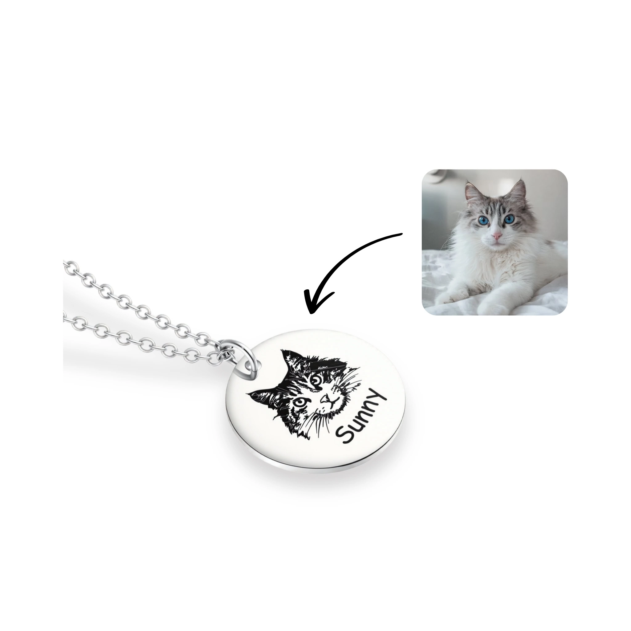 cat-portrait-personalize-necklace-round-disc-silver-detail