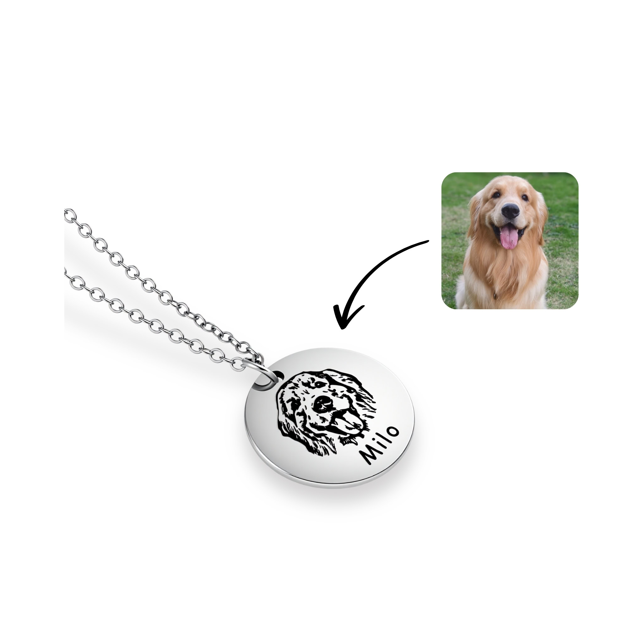 dog-portrait-personalize-necklace-round-disc-silver-detail