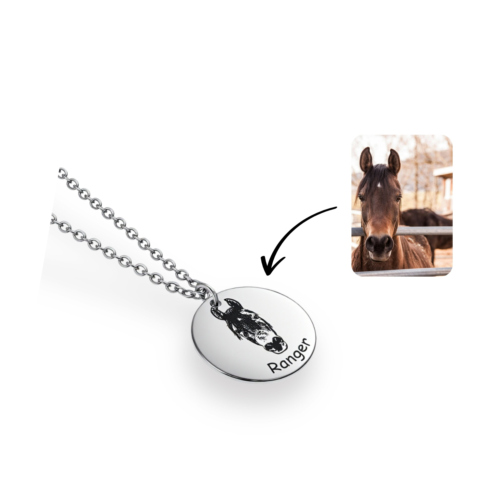 horse-portrait-personalize-necklace-round-disc-silver-detail